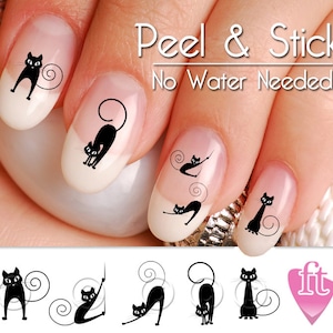 Black Cat Kitten Variety Nail Art Decal Sticker Set CAT904 Perfect Gift