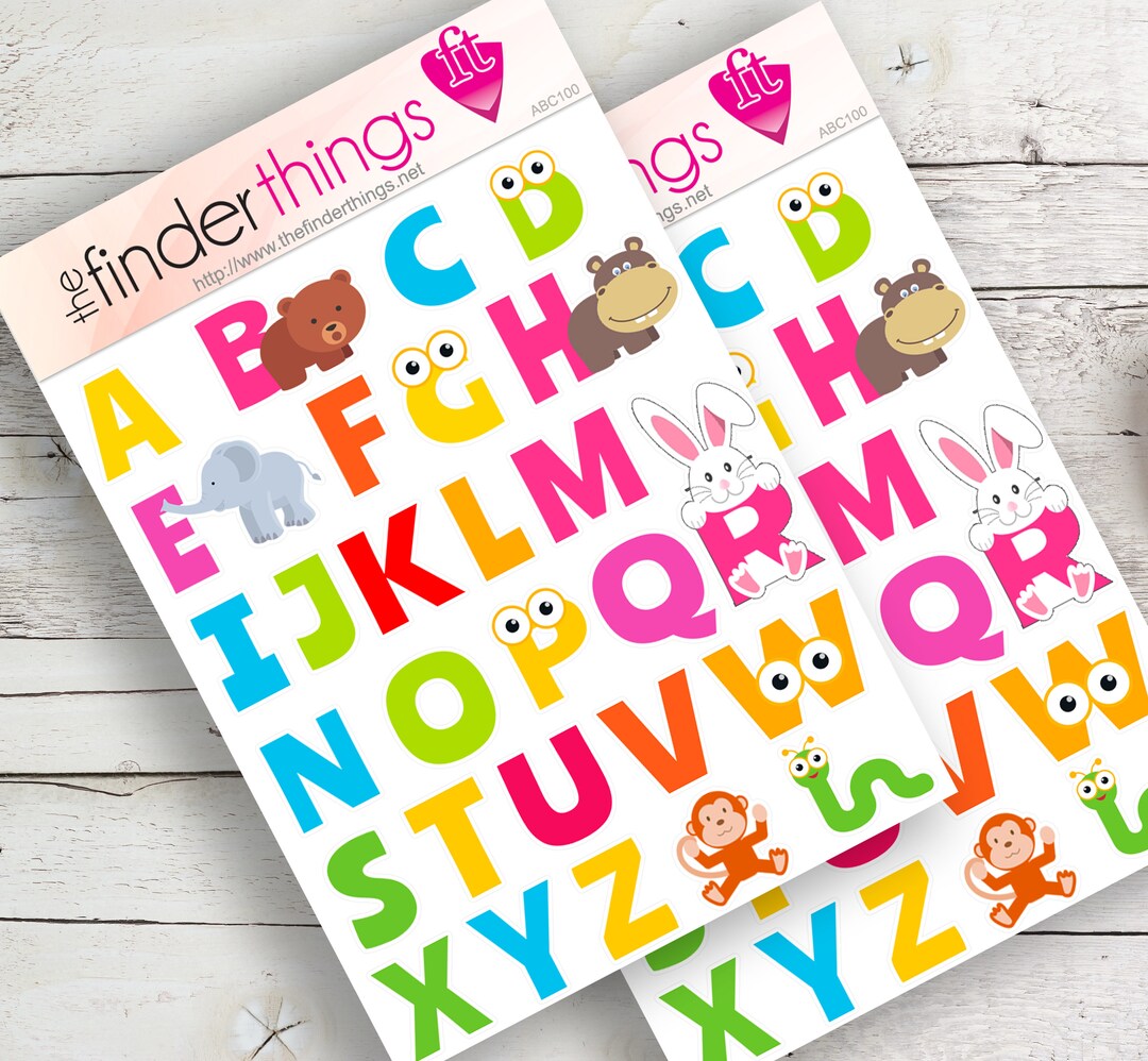 Animal Alphabet Babyshower Monsters Cute Stickers Precut Sticker Sheets ...