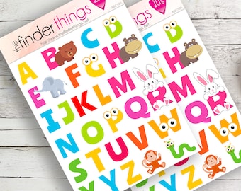 ABC Animal Letters Stickers Scrapbook, Planners - Precut 2 Sheets!!! Perfect Gift