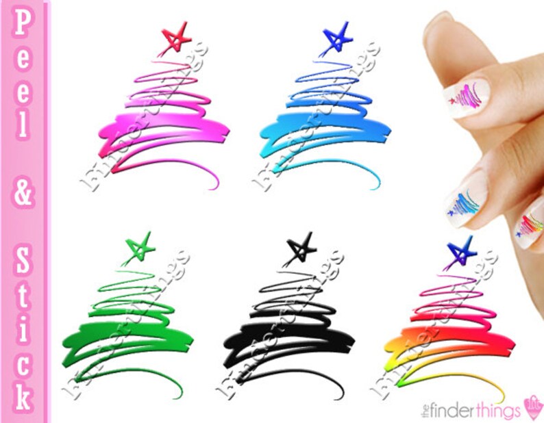 Christmas Tree Swirl Variety Nail Art Decal Sticker Set CMS903 Etsy