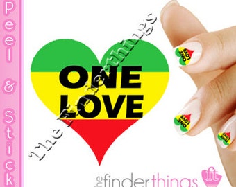 Adesivo per unghie Rasta One Love Heart HAR119 Regalo perfetto