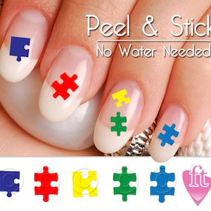 Ensemble d'autocollants de sensibilisation à l'autisme pour les ongles - Pièces de puzzle pour l'autisme PUZ901 Cadeau parfait