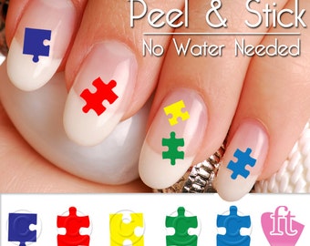Autism Awareness Nail Art Decal Sticker Set - Autism Puzzle Pieces PUZ901 Perfect Gift
