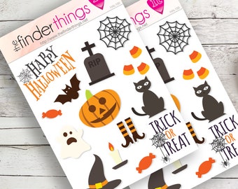 Hocus Pocus Halloween Trick or Treat Skull Day of the Dead Precut Sticker Sheets (2x) Perfect for Scrapbooks, Planners, Journals