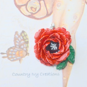 Rose Pendant, Real Snowflake, Preserved Snowflake, Unique Jewelry, rose 2012