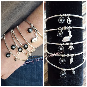 Sterling Silver Beaded Stretch Bracelet, Sterling Bracelet, Snowflake Bracelet, Stretch bracelet, Real Preserved Snowflake, You Choose