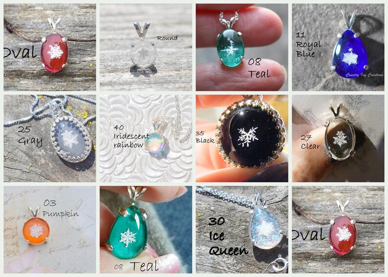 Unique Jewelry Sterling You Pick Color Made To Order Snowflake Necklace Pendant Pendant Preserved Snowflake OOAK Real Snowflake