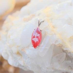 Real Snowflake,  sterling silver snowflake pendant, marquise pendant, preserved snowflake, unique jewelry, simple necklace pendant