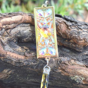 Bar Pendant, Swarovski, Authentic Preserved Snowflake, Unique Pendant, Rainbow-Iridescent