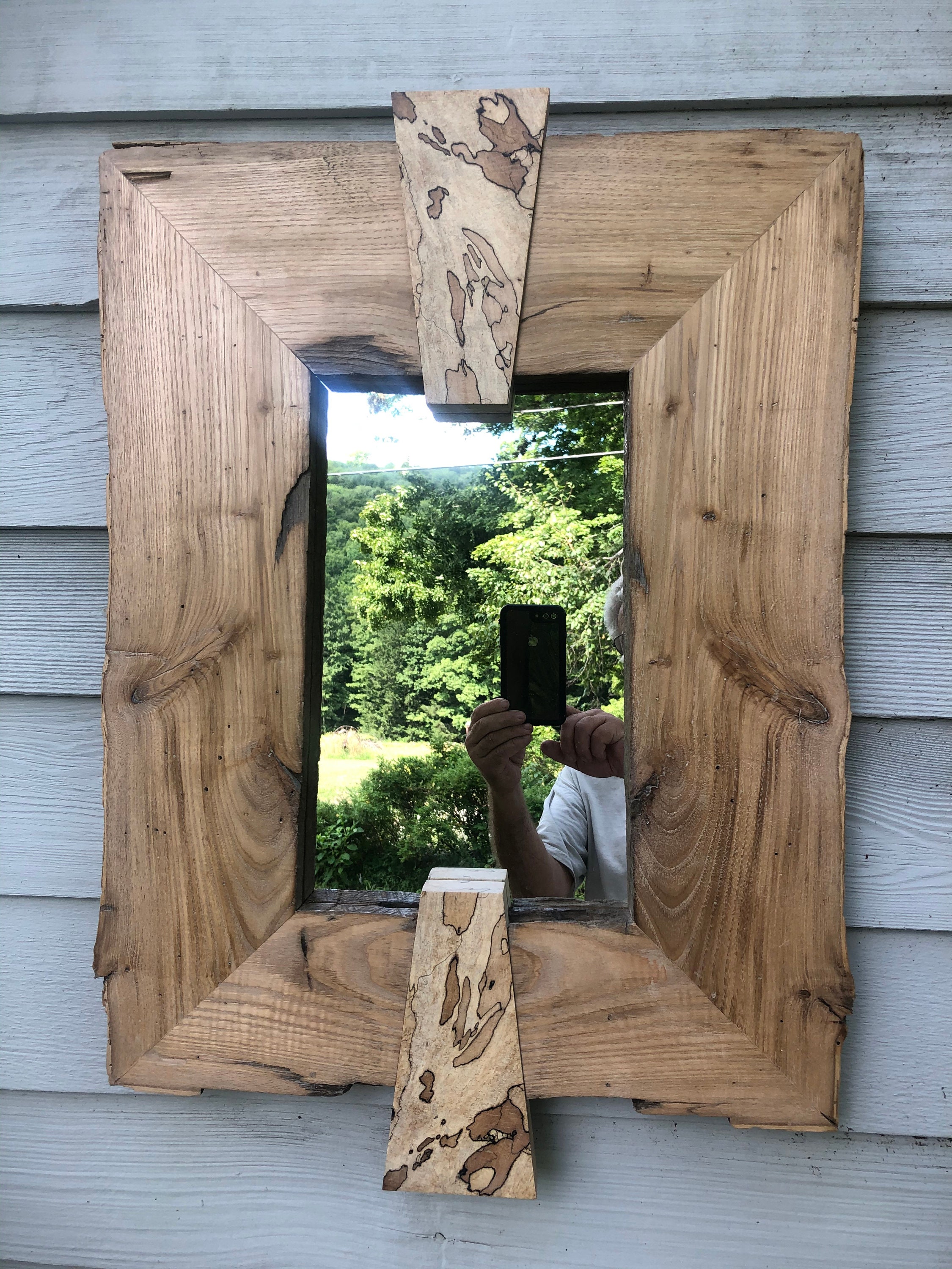 Live edge reclaimed wood chestnut maple mirror frame Etsy