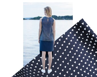 !!! DE SUPER VENTA Por un lado, vestido cómodo estampado a mano azul marino,