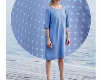 Súper venta!!! Azul suelto ajuste, cómodo, minimalista, vestido de verano para mujer.