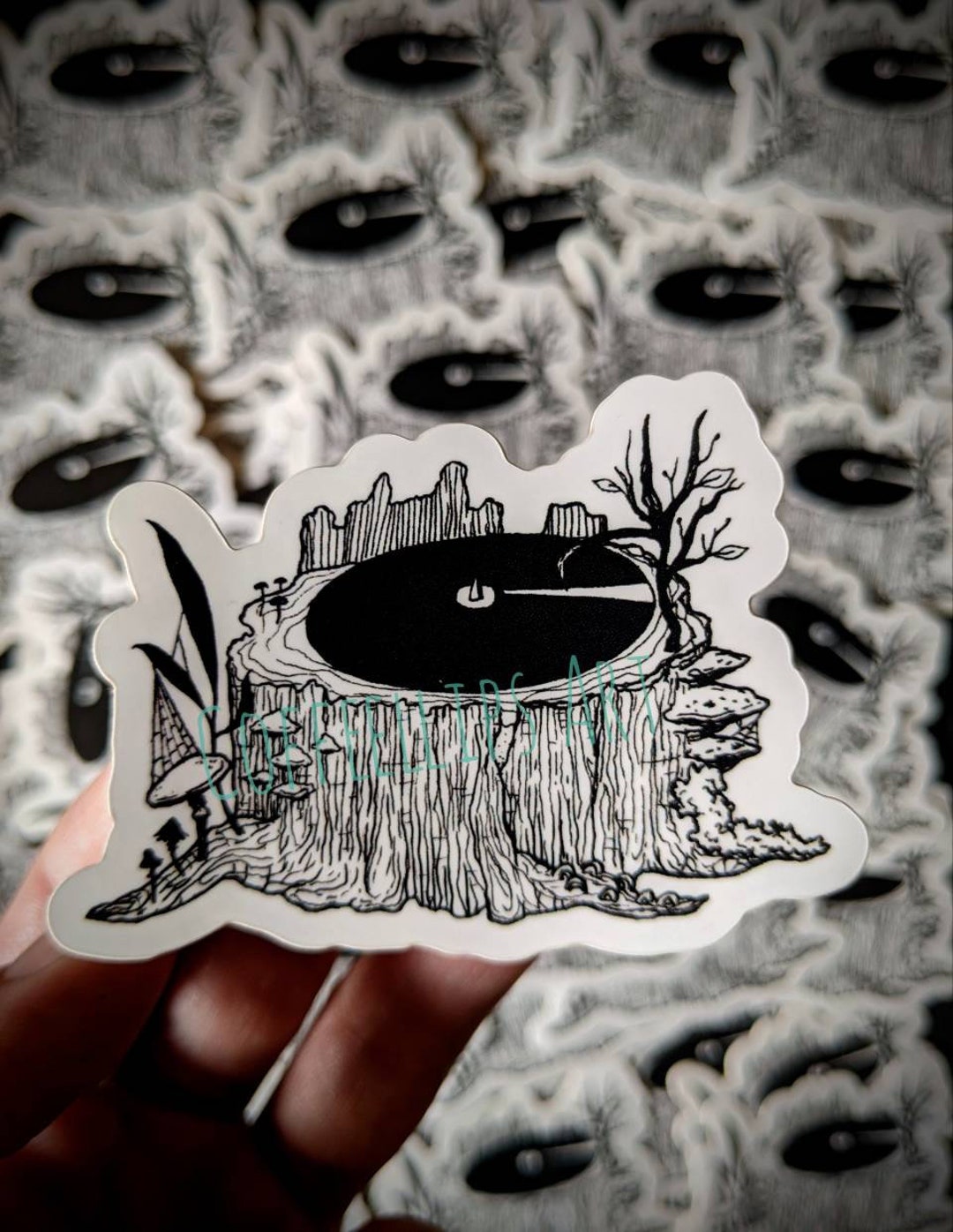 Enchanted/cursed Tree Stump Turntable Sticker Etsy