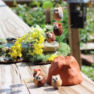 OOAK Miniature Owl: Fairy Garden Terrarium Accessory