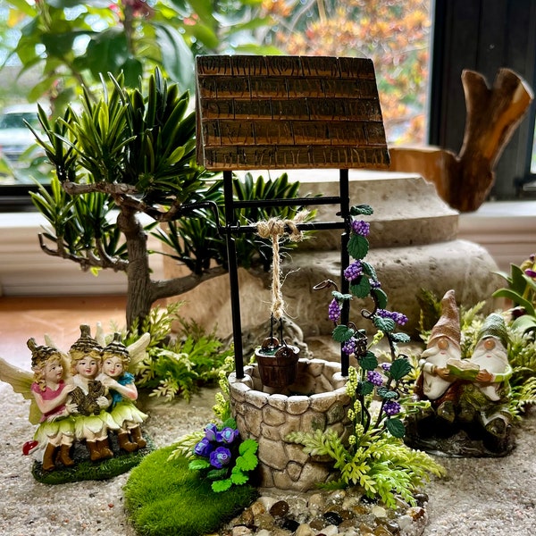 Wishing Well Miniature, Fairy Garden Well, Dollhouse Well, Faerie Garden Decoration, Dollhouse Garden Decoration