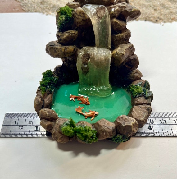 Miniature Fairy Garden Waterfall Pond: Zen Terrarium Scene, HO