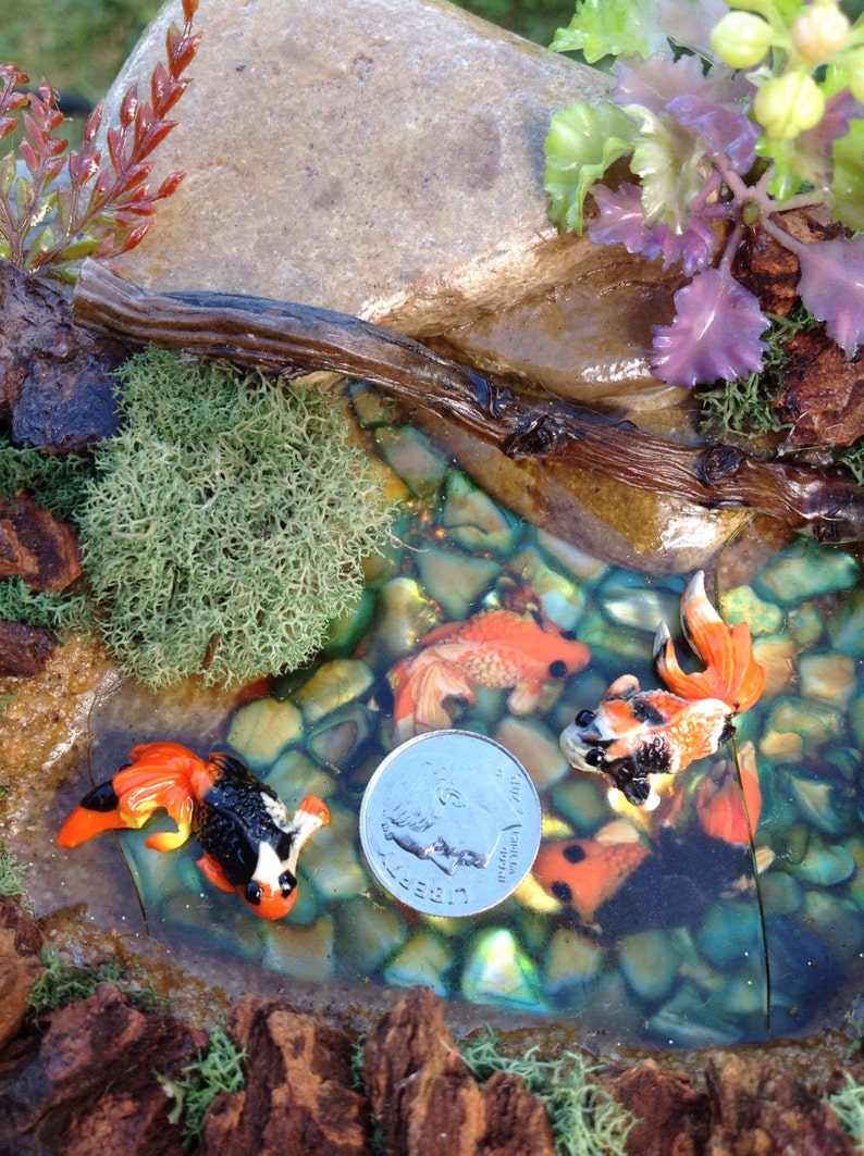 Set of 3 Tiny Miniature Koi Fish Fairy Pond Koi Fish Diorama | Etsy