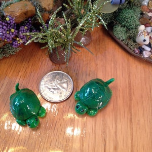 Pair of Miniature Turtles, Fairy Gardens Decorations, Terrarium Accessories, Dioramas, Dollhouse Accessories