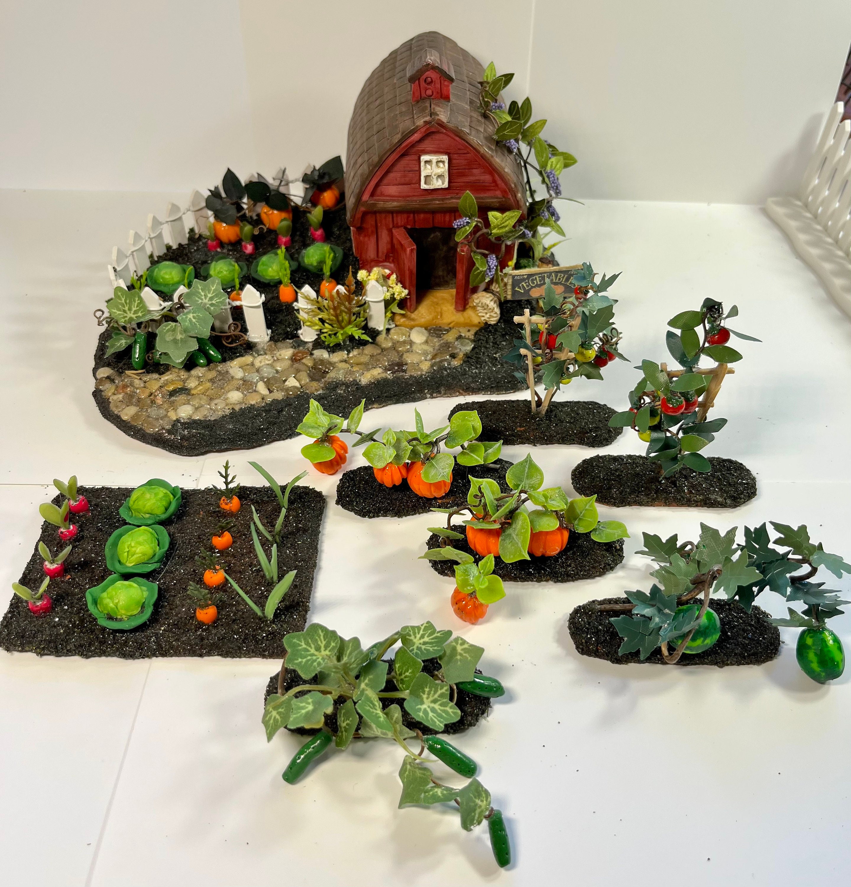 Miniature Vegetable Garden: Pumpkin, Watermelon, Cucumber Plants