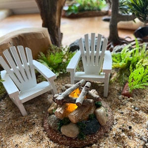 Miniature Lighted campfire, Dollhouse campfire, Fairy Garden Miniature Campfire, Wedding Cake Topper, Fathers Day Gift