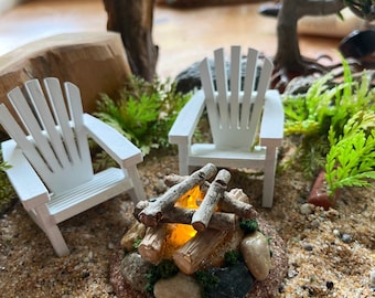 Miniatura de fogata iluminada: Adorno para pastel de jardín de hadas para casa de muñecas