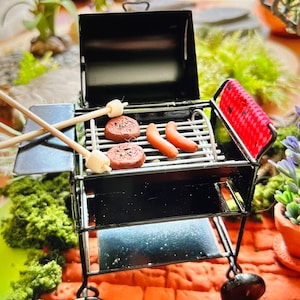 Miniature Gas Grill with Accessories, Dollhouse Gas Grill, Miniature Grill, Miniature Barbecue, Last One Available!