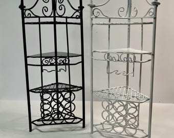 1:12 Scale White Metal Dollhouse Corner Wine Rack, Bar Furniture