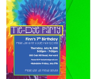 tie dye invitation etsy