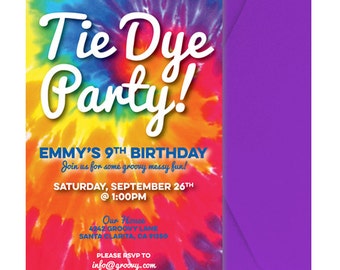 tie dye invitation etsy