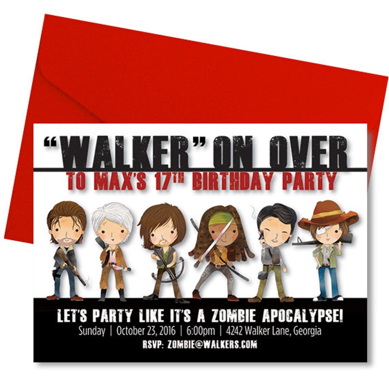 Dead Zombies Birthday Invitation Dead Zombies Birthday Etsy