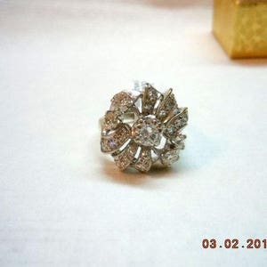 14K White Gold Swirl Diamond Vintage Ring - Stunning - Statement  TGW 1.39cts. (G-H) color.