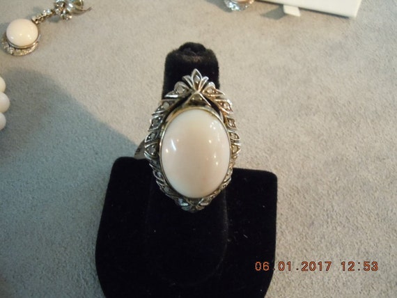 Angel Skin Coral 14K Diamond & Silver Ring UNIQUE… - image 1