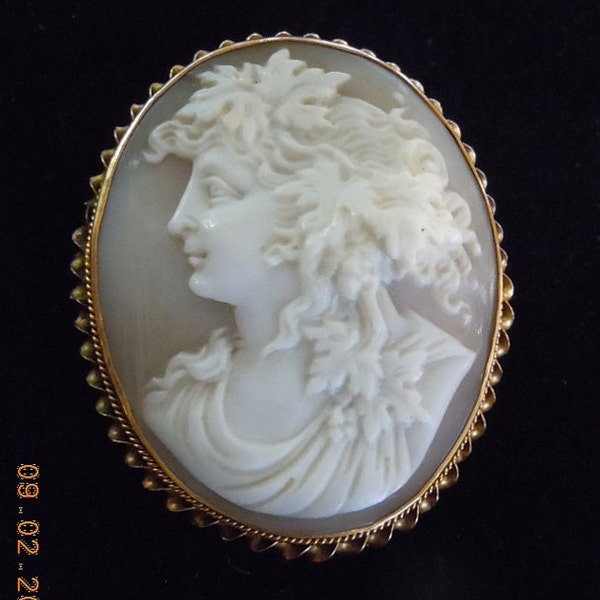 Carved Cameo High Relief Antique "Bacchante" Amazing Detail - RARE - 10K