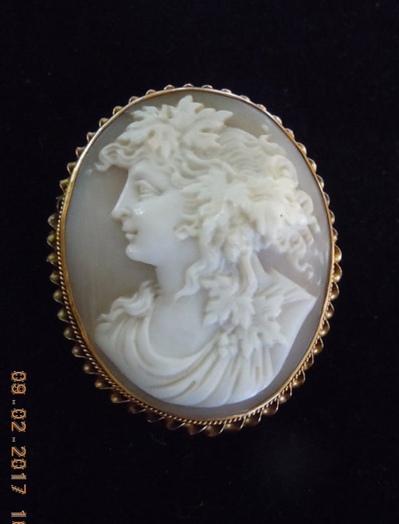 Carved Cameo High Relief Antique Bacchante Amazing Detail RARE 10K image 1