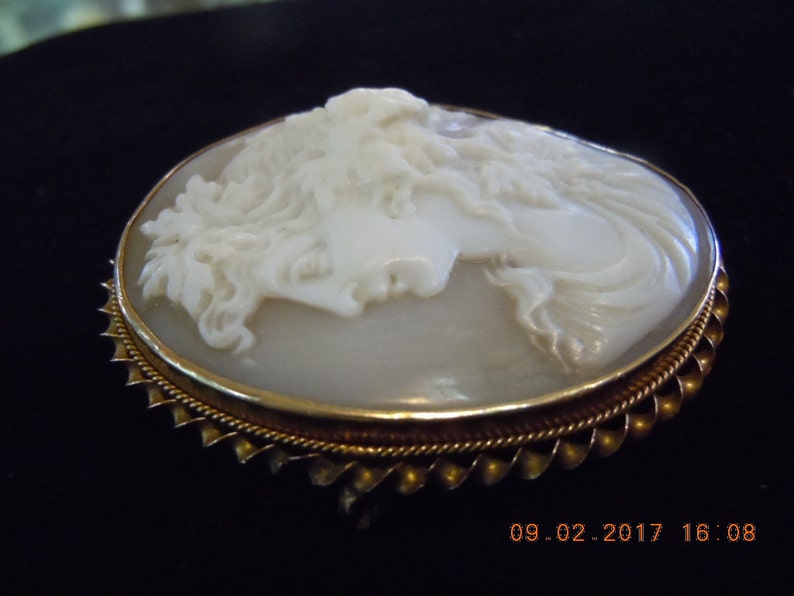 Carved Cameo High Relief Antique Bacchante Amazing Detail RARE 10K image 3