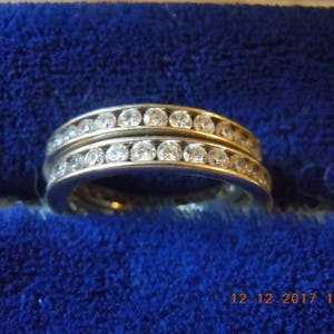 PAIR of 14k White gold Eternity bands with CZ&#39;s - Size 8