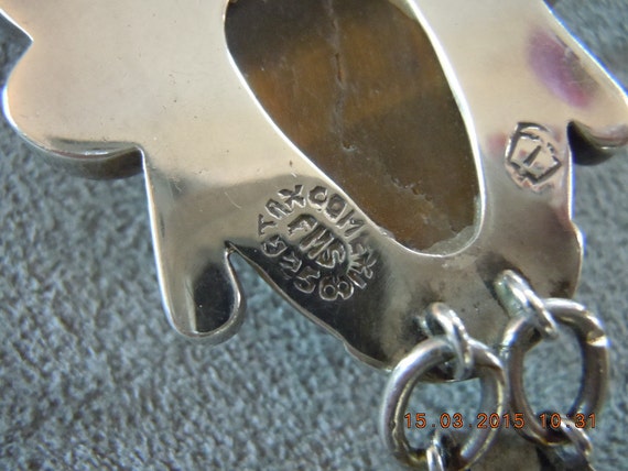 Taxco Sterling Silver Necklace Vintage Carved Tig… - image 3