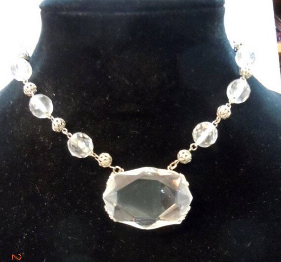 Czechoslovakian 1920's Crystal necklace - Very ni… - image 4