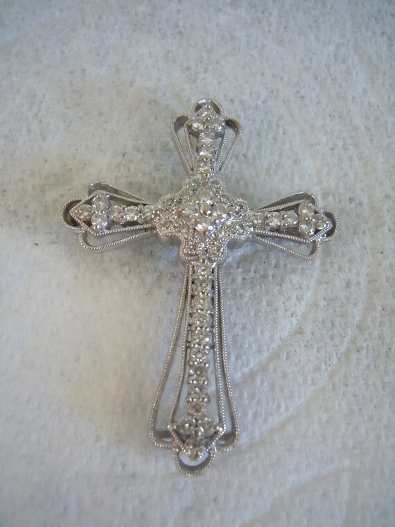 Vintage 18ct Multi Diamonds Cross Pendant Religio… - image 7