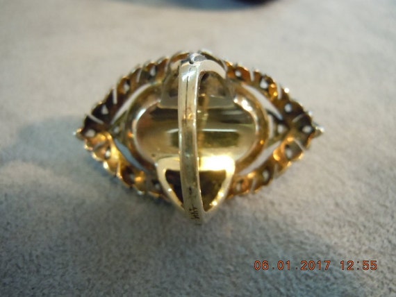 Angel Skin Coral 14K Diamond & Silver Ring UNIQUE… - image 2