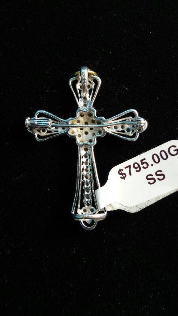 Vintage 18ct Multi Diamonds Cross Pendant Religio… - image 4