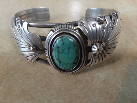 Rare Domed Spiderweb Turquoise!! Vintage Native American Navajo Sterling Silver Bracelet Rare Domed Spiderweb Turquoise!! Vintage Native American Navajo Sterling Silver Bracelet