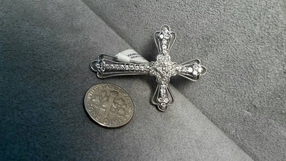 Vintage 18ct Multi Diamonds Cross Pendant Religio… - image 3