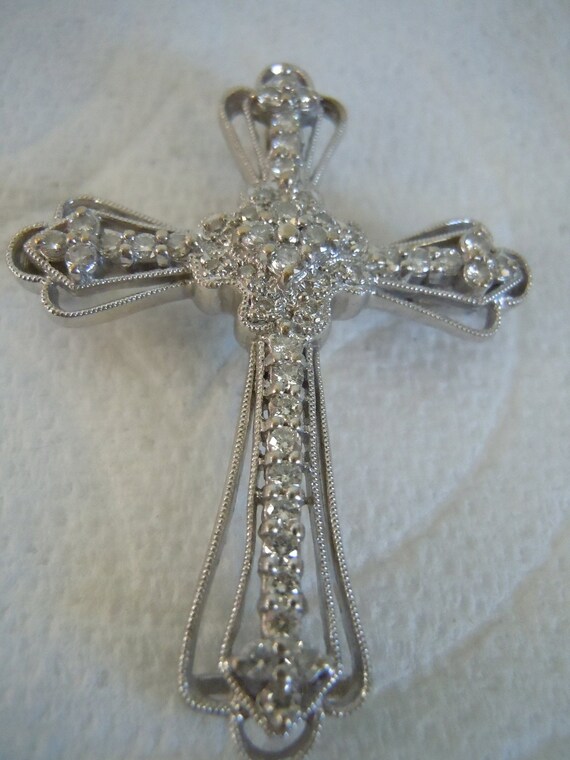 Vintage 18ct Multi Diamonds Cross Pendant Religio… - image 6