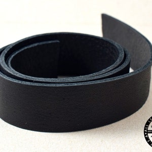Black Leather Strap Double sided Genuine Flat Leather Strap Raw Cut( 1” inch)1 yard, 3 yards, 5 yards (1517)