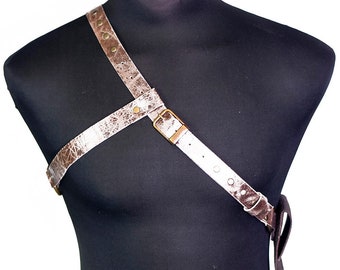 Brown Leather Harness with Phone Pocket Chest Harness, Leather Harness, Phone Pouch(BHPP01)