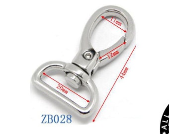 Zilverkleurige metalen draaibare ooghaak, 20 mm draaibare haak, metalen haak, (ZB028)