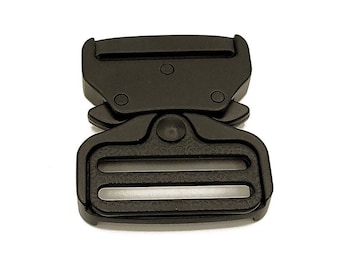 Side release buckle in matt black metal,  1 1/2&quot; (38mm) opening