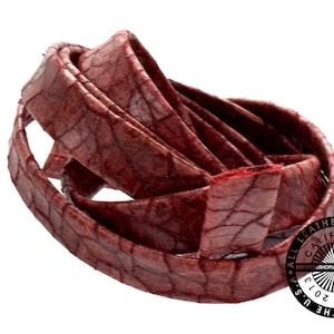 Correa de cuero plegado plano original de Borgoña 10 mm (3/8 pulgadas) 3 yardas (108&quot; pulgadas) (1724)