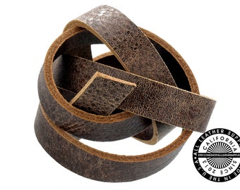Distress Brown Double Sided Flat Leather Strap Raw Cut 10mm (3/8 inch) 3 yard (108" inch) (1721)